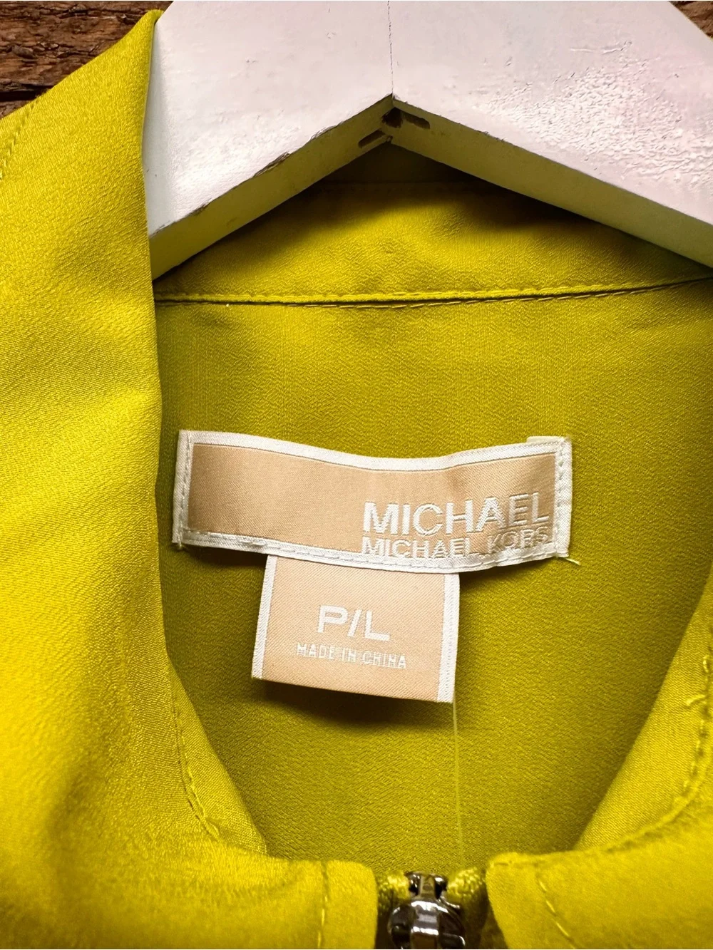 Michael Kors Chartreuse Zip-Front Blouse